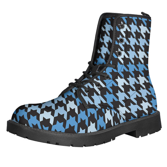 Blue Houndstooth Pattern Print Backpack