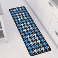Blue Houndstooth Pattern Print Long Kitchen Mat