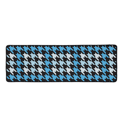 Blue Houndstooth Pattern Print Long Kitchen Mat