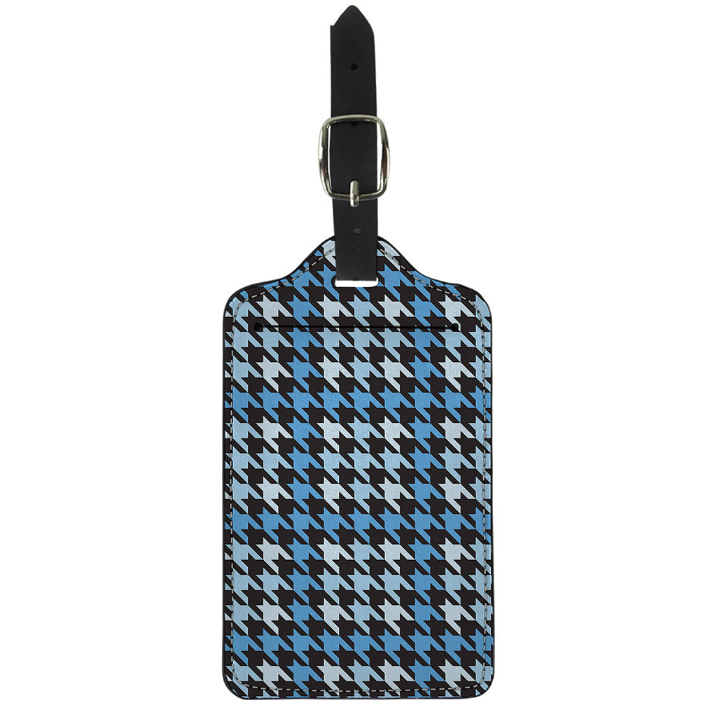 Blue Houndstooth Pattern Print Luggage Tag