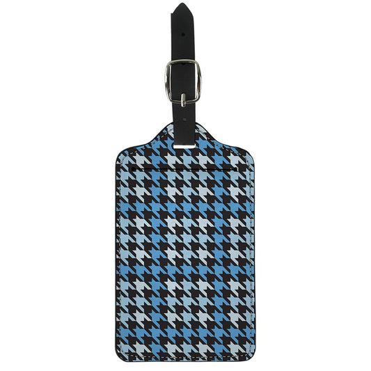 Blue Houndstooth Pattern Print Luggage Tag