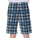 Blue Houndstooth Pattern Print Men's Beach Shorts