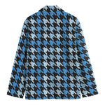 Blue Houndstooth Pattern Print Men's Blazer