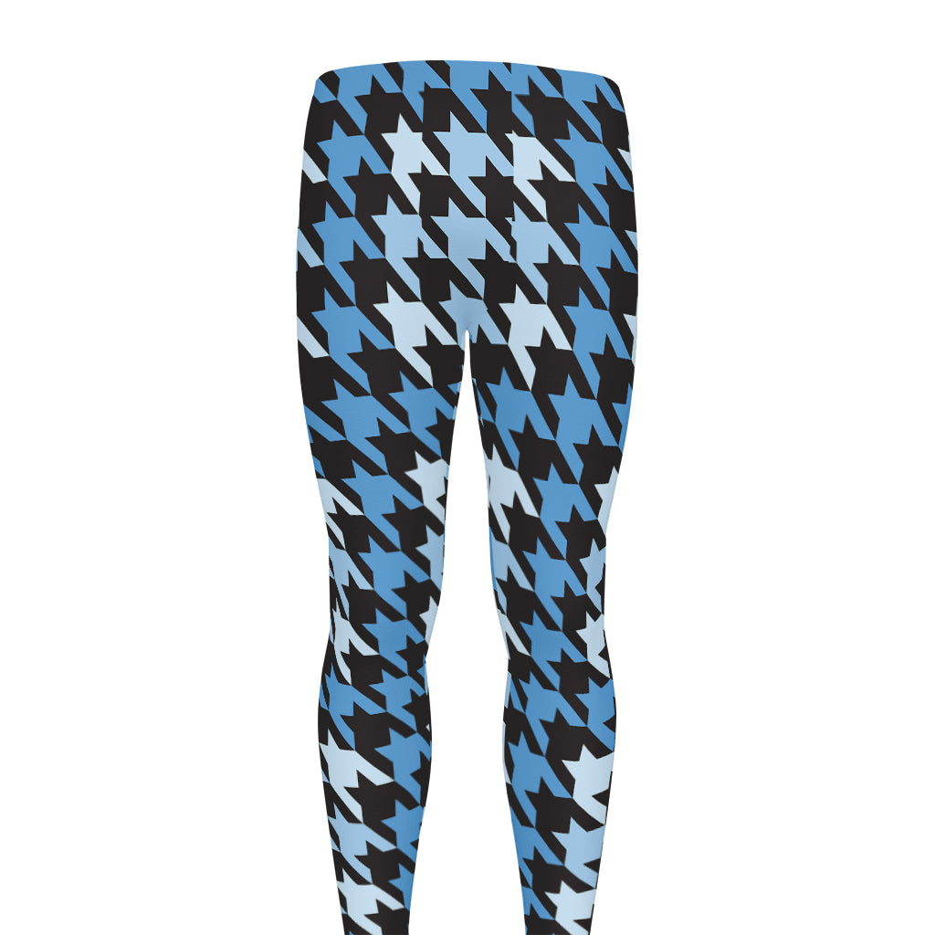 Blue Houndstooth Pattern Print Men's leggings