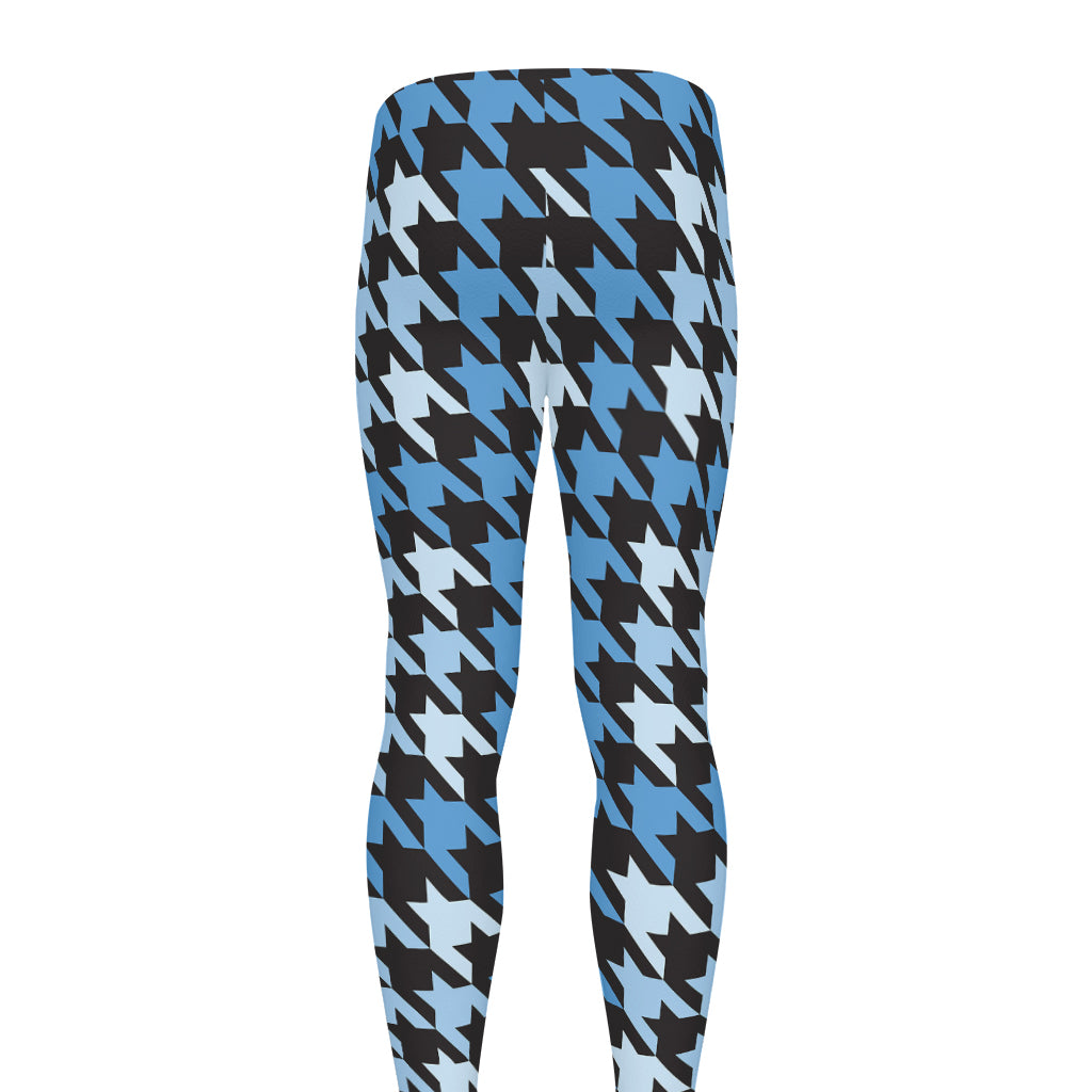 Blue Houndstooth Pattern Print Men's leggings