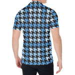 Blue Houndstooth Pattern Print Men's Shirt