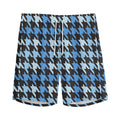 Blue Houndstooth Pattern Print Men's Athletic Shorts