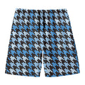 Blue Houndstooth Pattern Print Men's Swim Trunks