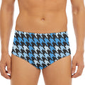 Blue Houndstooth Pattern Print Men's Triangle Swim Briefs