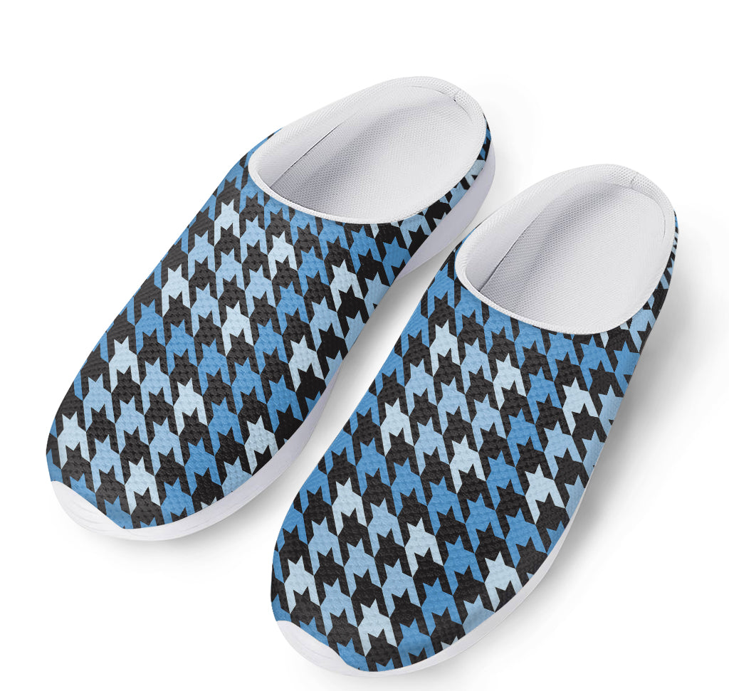 Blue Houndstooth Pattern Print Mesh Casual Shoes