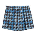 Blue Houndstooth Pattern Print Mesh Shorts