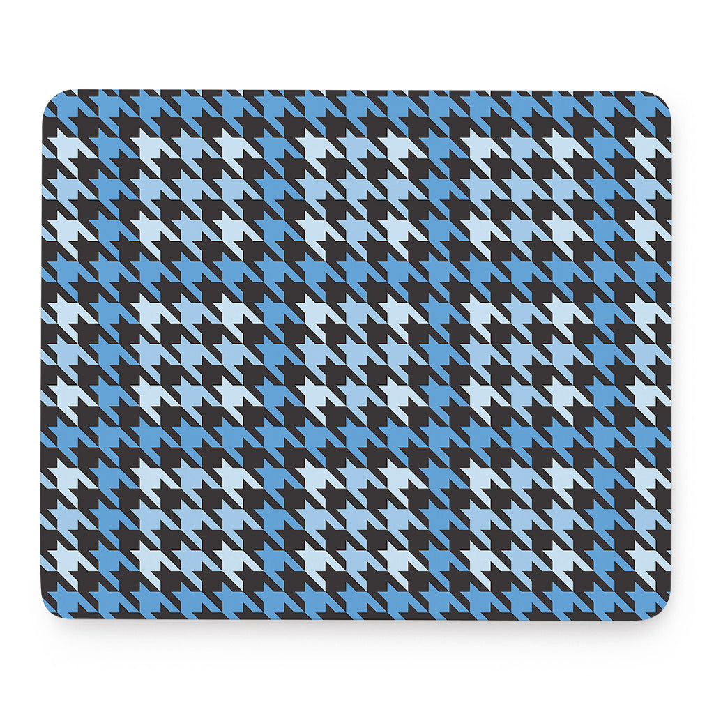 Blue Houndstooth Pattern Print Mouse Pad