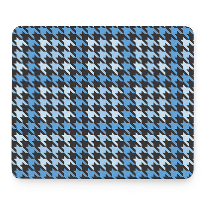 Blue Houndstooth Pattern Print Mouse Pad