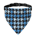 Blue Houndstooth Pattern Print Over The Collar Dog Bandana