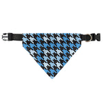 Blue Houndstooth Pattern Print Over The Collar Dog Bandana