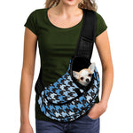 Blue Houndstooth Pattern Print Pet Sling Carrier