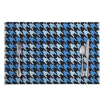 Blue Houndstooth Pattern Print Placemat