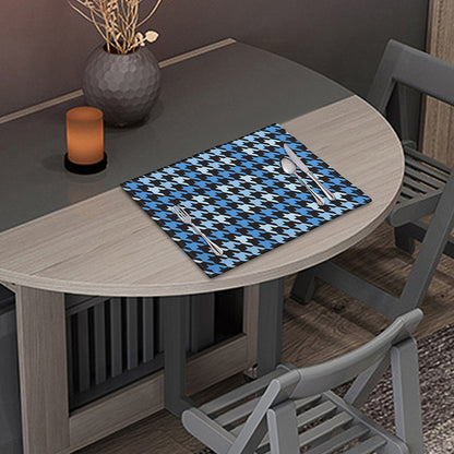 Blue Houndstooth Pattern Print Placemat