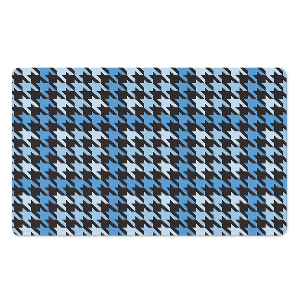 Blue Houndstooth Pattern Print Polyester Doormat