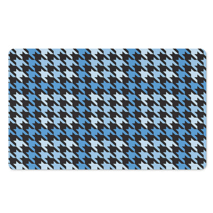 Blue Houndstooth Pattern Print Polyester Doormat