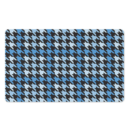 Blue Houndstooth Pattern Print Polyester Doormat