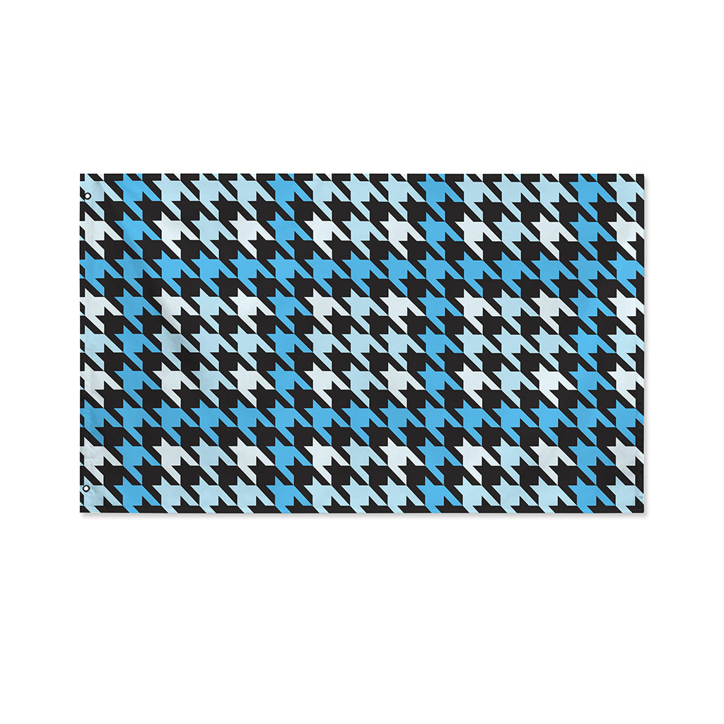 Blue Houndstooth Pattern Print Polyester Flag