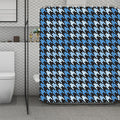 Blue Houndstooth Pattern Print Polyester Shower Curtain