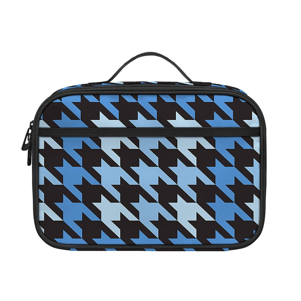 Blue Houndstooth Pattern Print Portable Lunch Bag