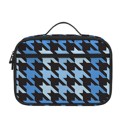 Blue Houndstooth Pattern Print Portable Lunch Bag