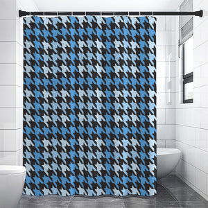 Blue Houndstooth Pattern Print Premium Shower Curtain