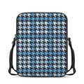 Blue Houndstooth Pattern Print Rectangular Crossbody Bag