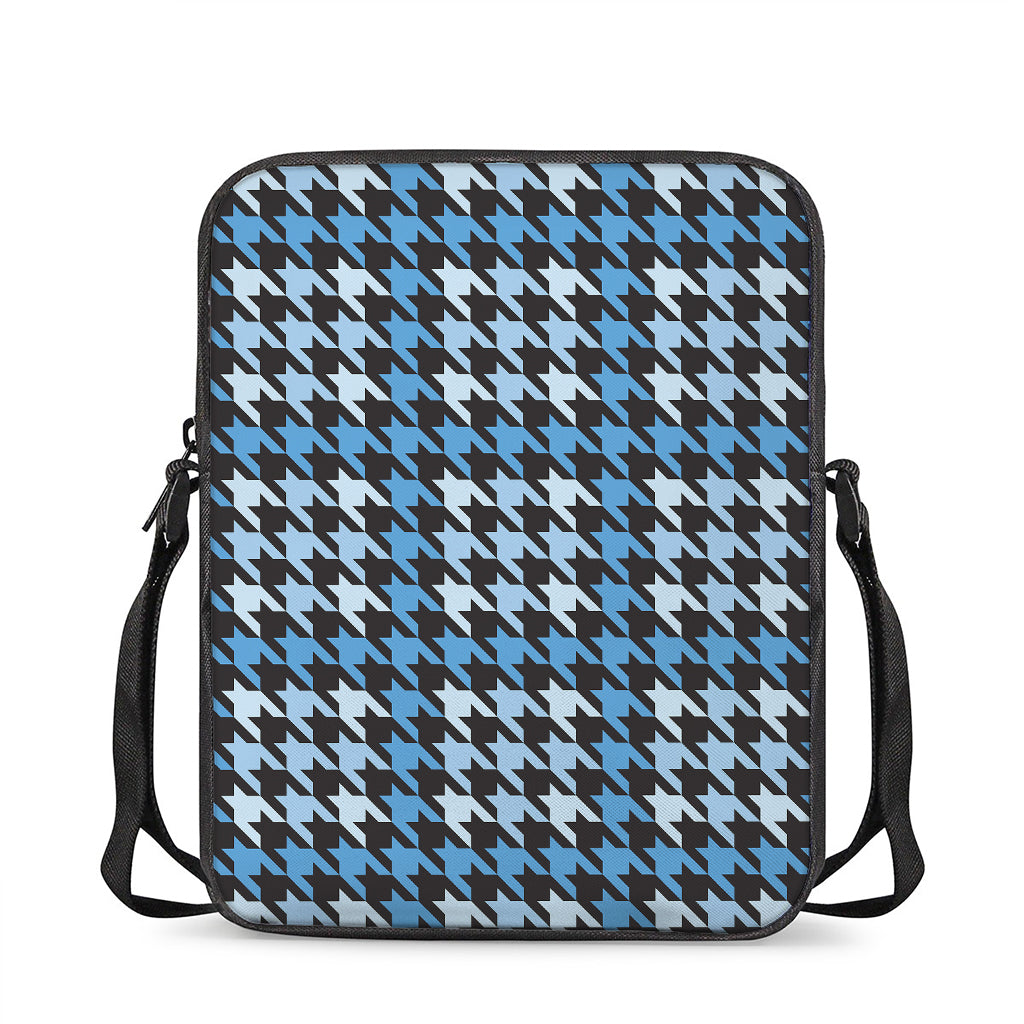 Blue Houndstooth Pattern Print Rectangular Crossbody Bag
