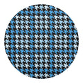 Blue Houndstooth Pattern Print Round Blanket