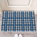 Blue Houndstooth Pattern Print Rubber Doormat