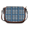 Blue Houndstooth Pattern Print Saddle Bag