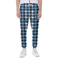 Blue Houndstooth Pattern Print Joggers