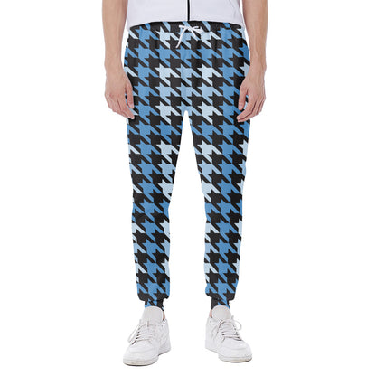 Blue Houndstooth Pattern Print Scuba Joggers