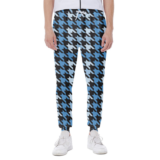 Blue Houndstooth Pattern Print Scuba Joggers