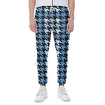 Blue Houndstooth Pattern Print Scuba Joggers