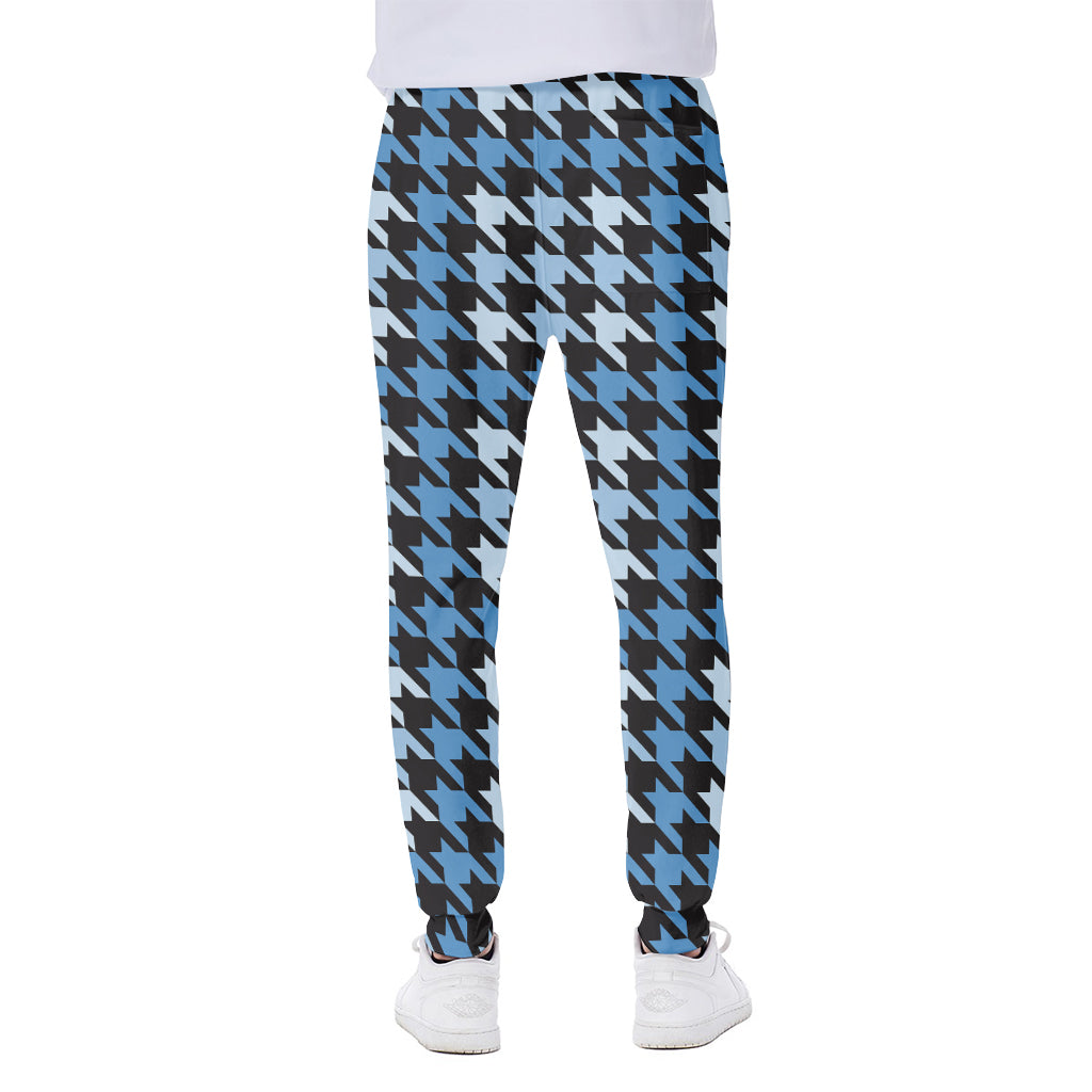 Blue Houndstooth Pattern Print Scuba Joggers