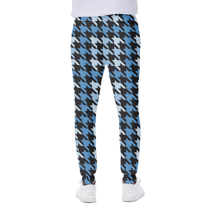 Blue Houndstooth Pattern Print Scuba Joggers