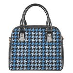 Blue Houndstooth Pattern Print Shoulder Handbag