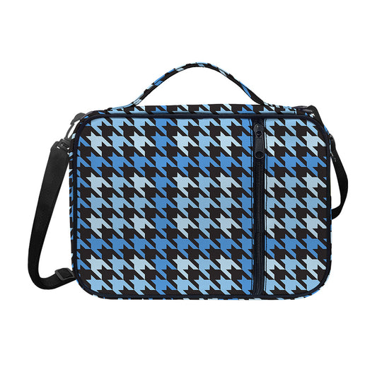 Blue Houndstooth Pattern Print Shoulder Strap Bible Bag