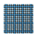 Blue Houndstooth Pattern Print Silk Bandana