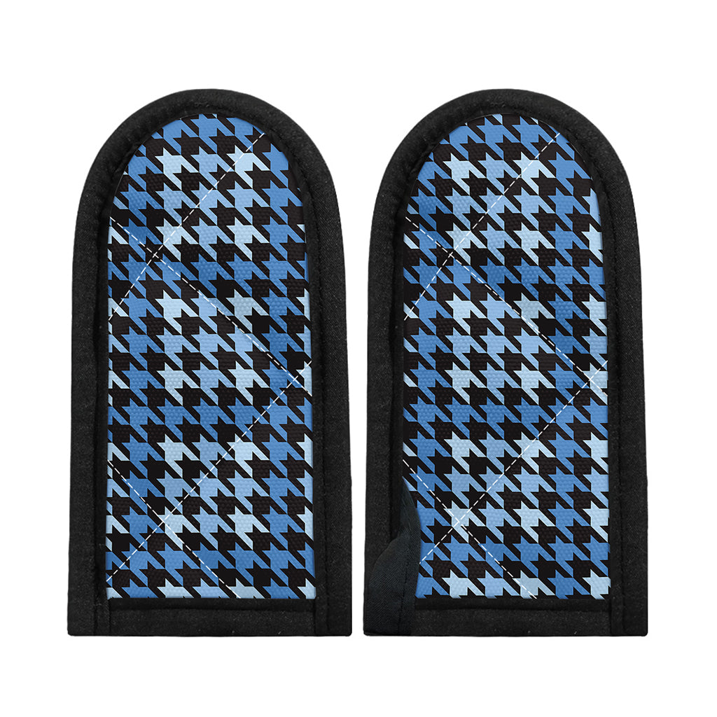 Blue Houndstooth Pattern Print Skillet Handle Cover