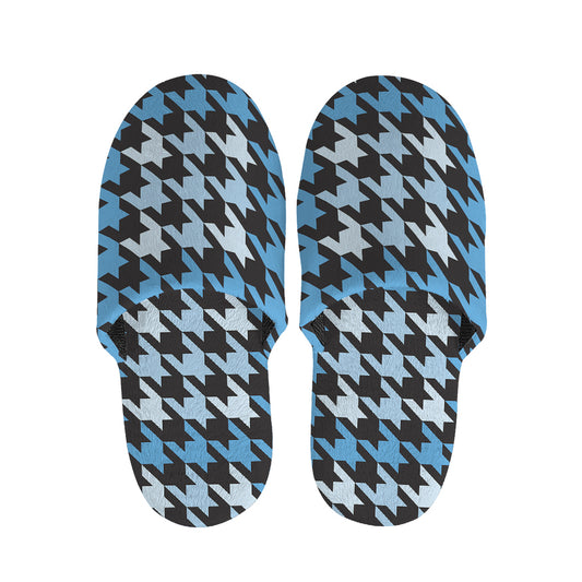 Blue Houndstooth Pattern Print Slippers