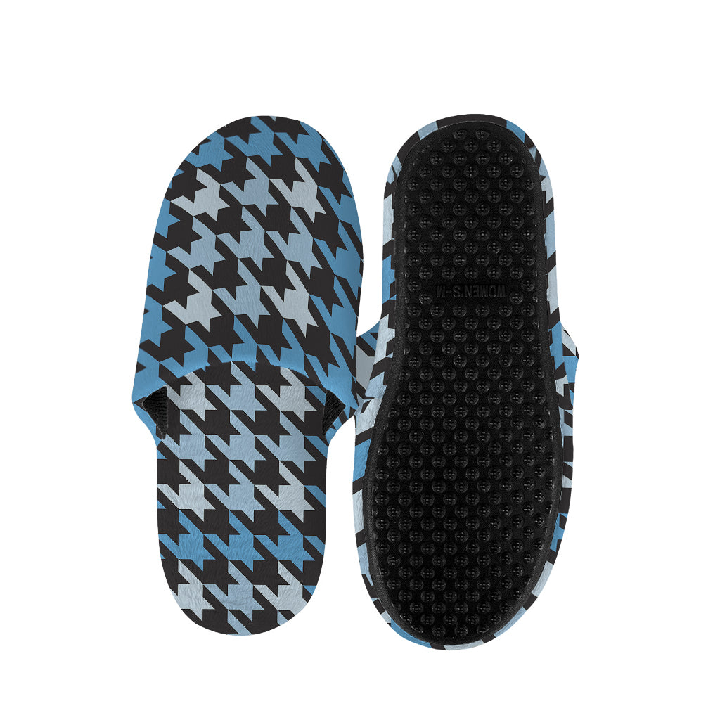 Blue Houndstooth Pattern Print Slippers