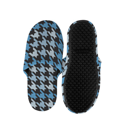 Blue Houndstooth Pattern Print Slippers