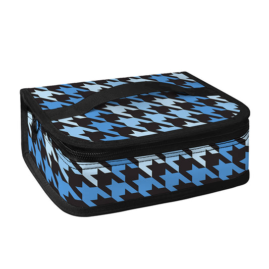 Blue Houndstooth Pattern Print Small Lunch Bag