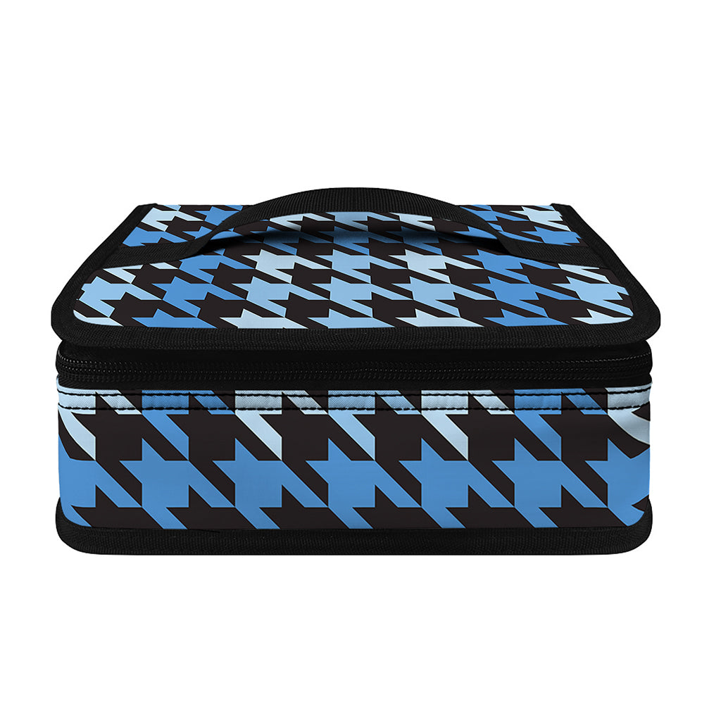 Blue Houndstooth Pattern Print Small Lunch Bag